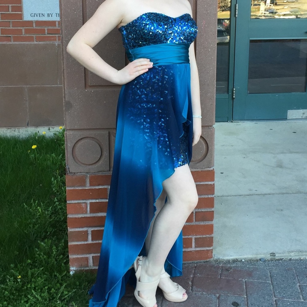 Blue multi shade high low